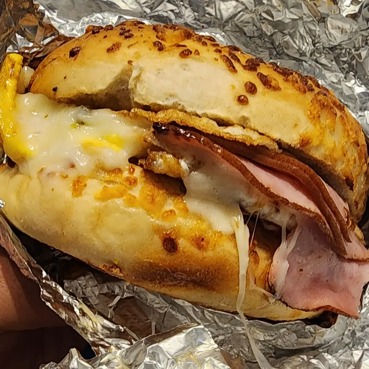 Asiago Bagel Ham Egg and Cheese