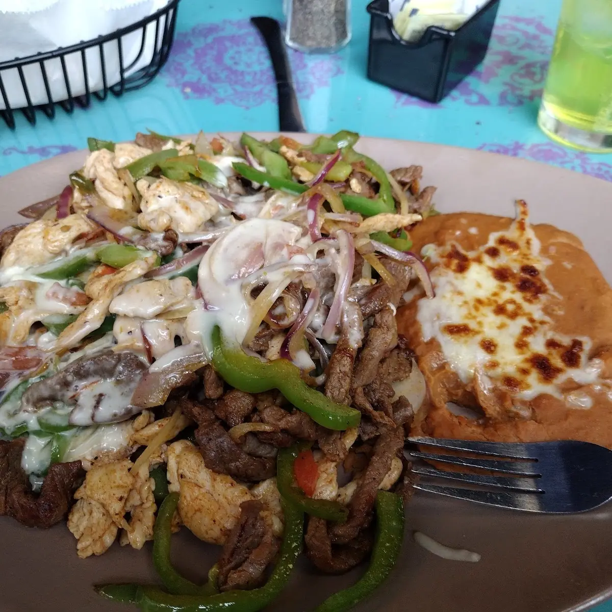 Fajones with Side of Refried Beans