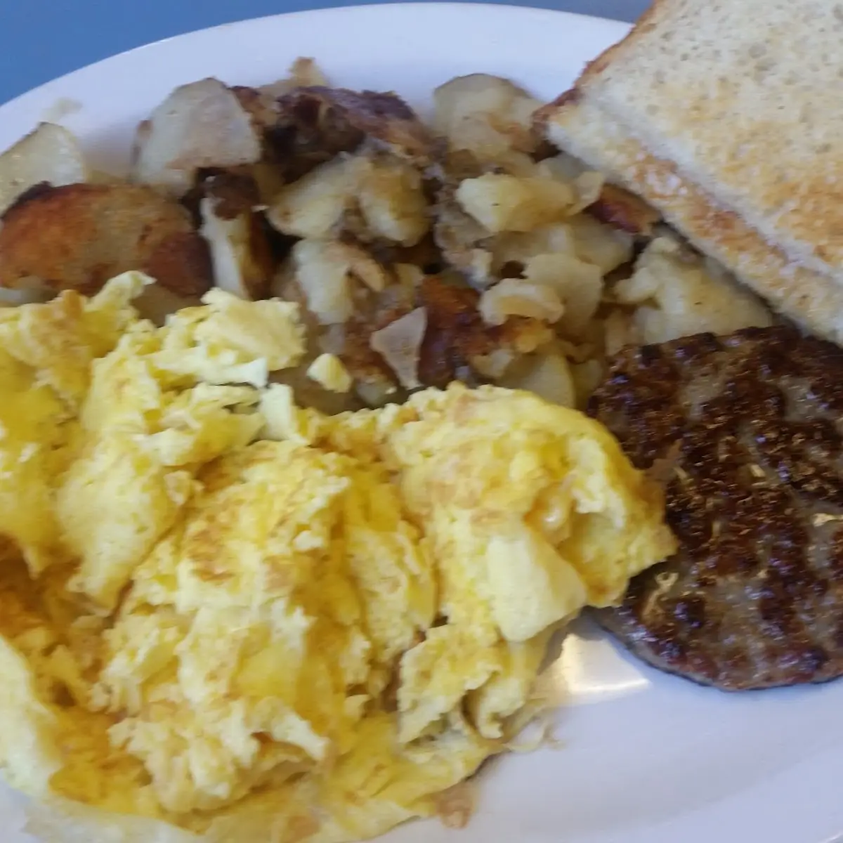 Scrambled Eggs and Sausage Patties