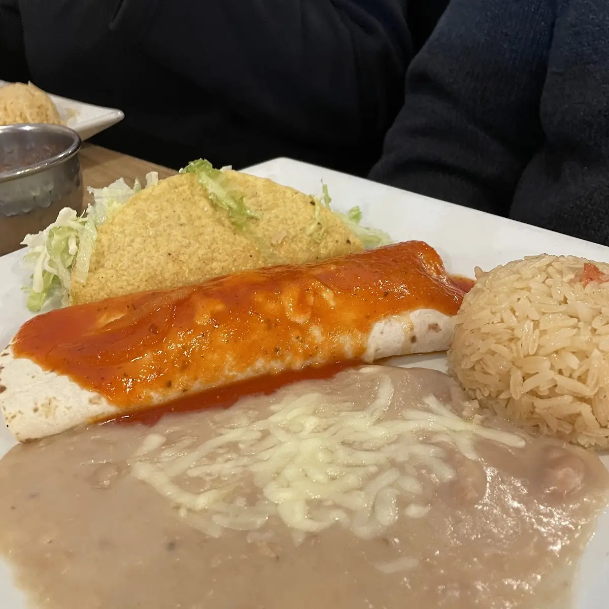 Bean Burrito Cheese Quesadilla and Rice