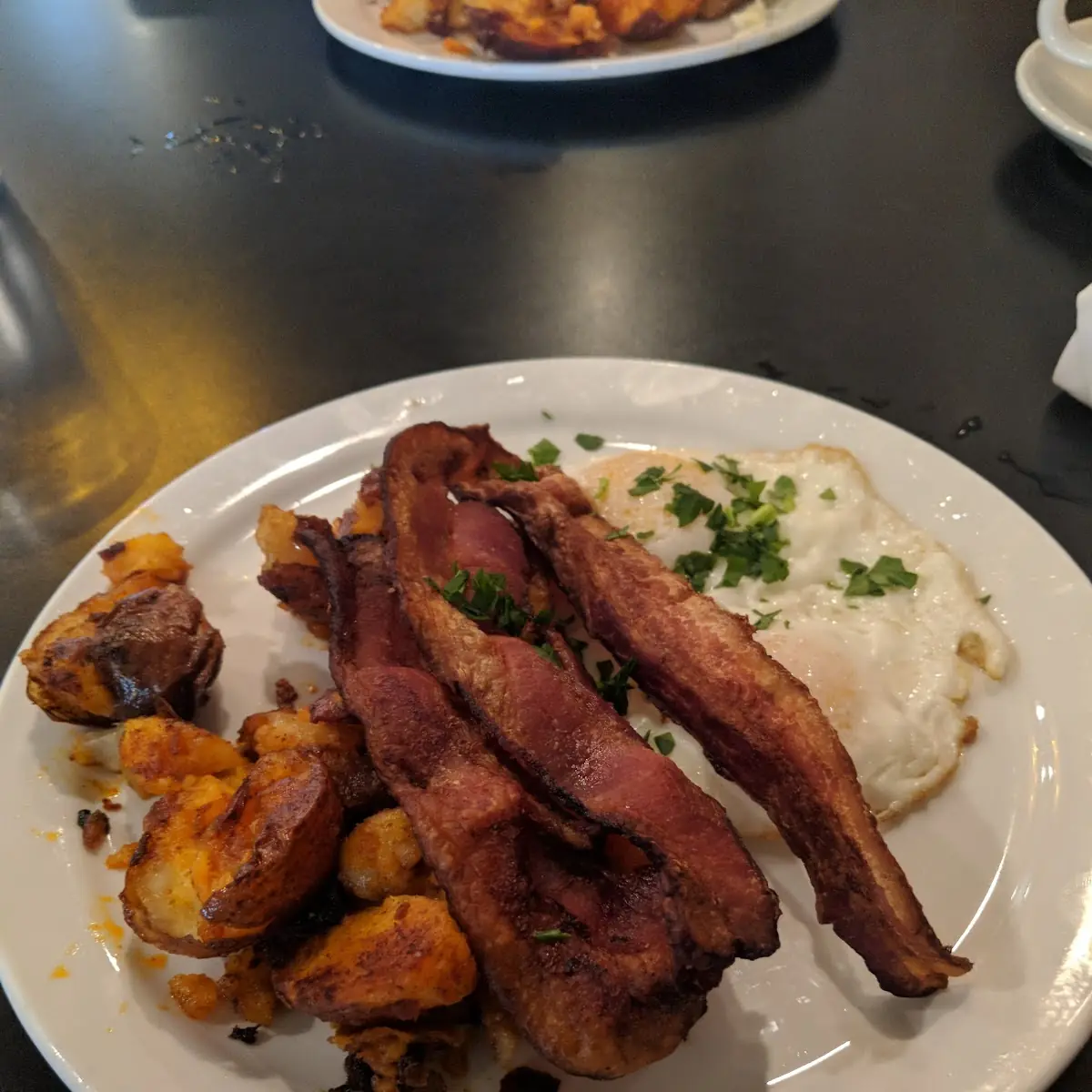 Applewood Smoked Bacon and Eggs with Potatoes and Your Choice of Side