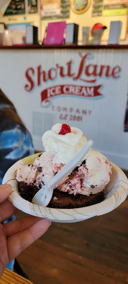All American Sundae with Red Velvet with Chocolate Chip Ice Cream