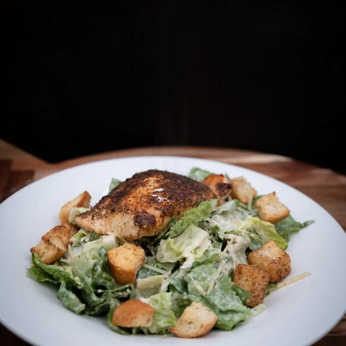 Blackened Salmon on Entrée-Sized Caesar