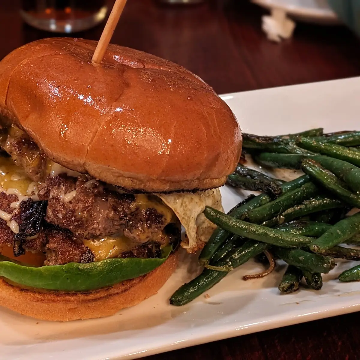 Cheeseburger and Chard Green Beans