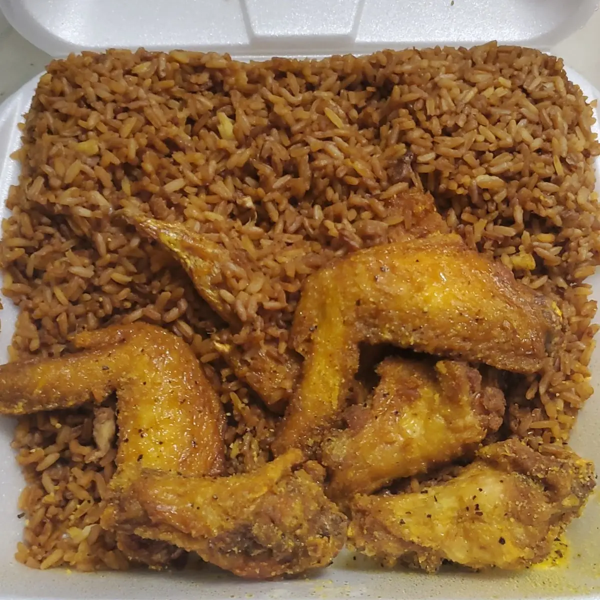 Lemon Pepper Chicken Wings with Fried Rice