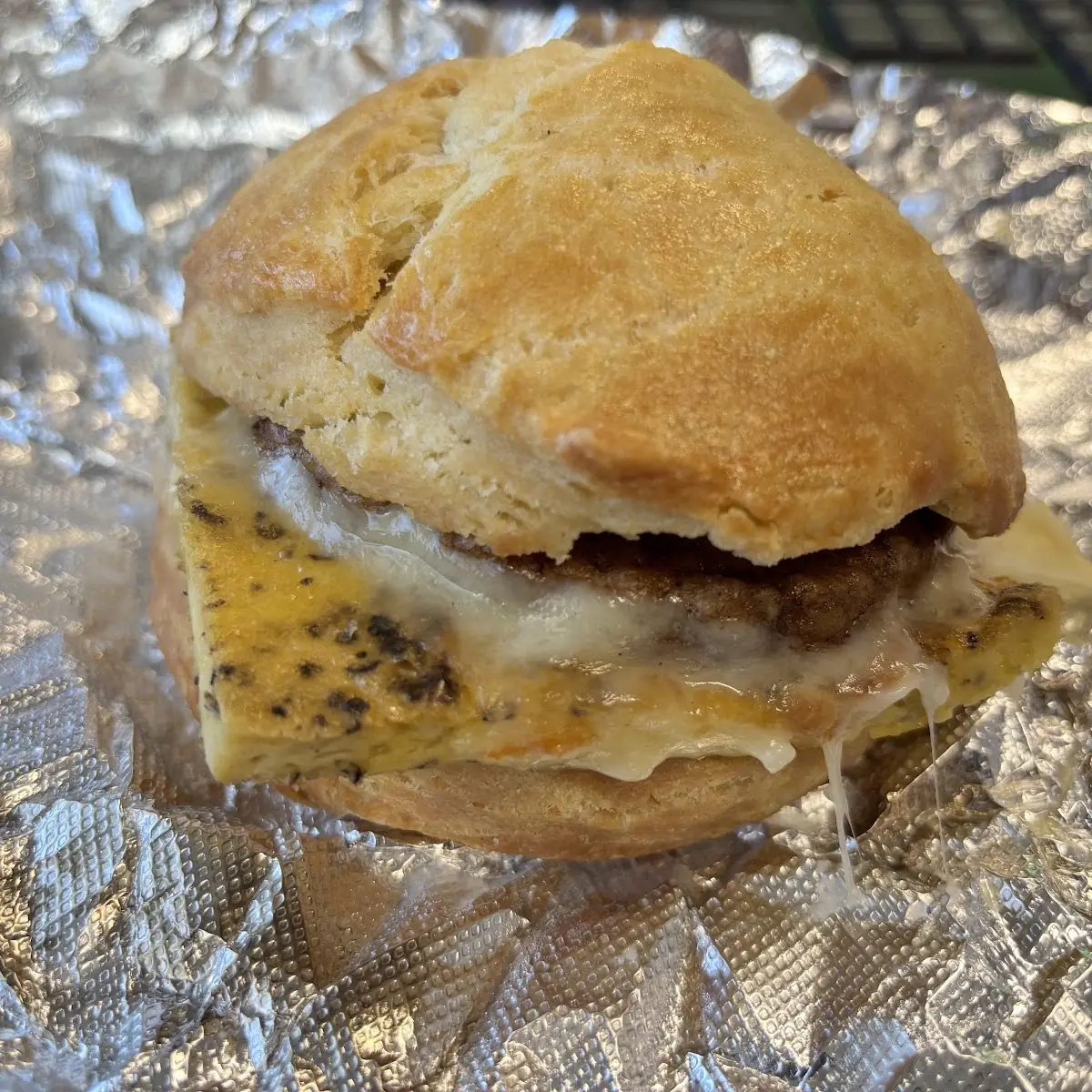 Sausage Egg and Cheese Biscuit Sandwich
