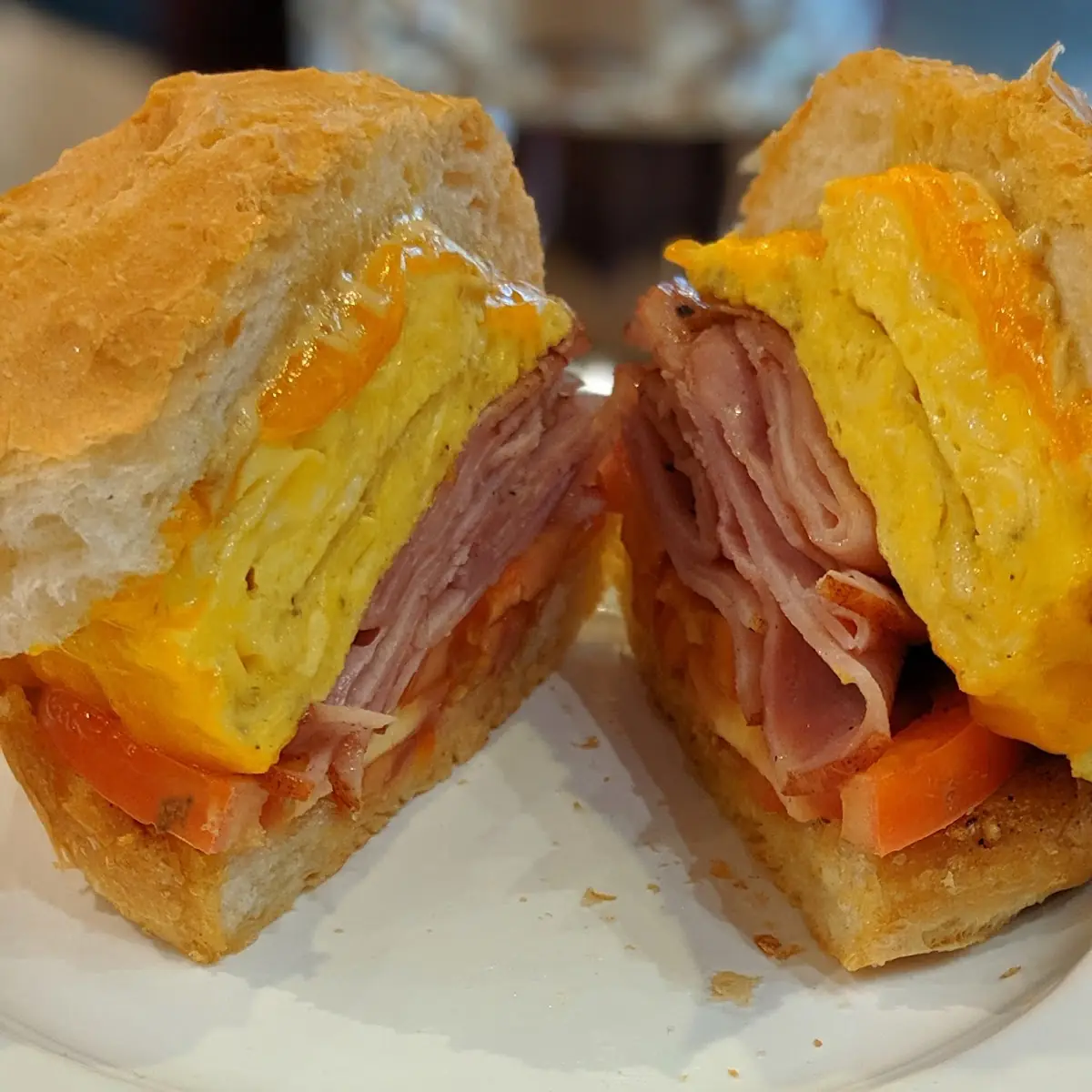 Ham and Cheddar Breakfast Sandwich