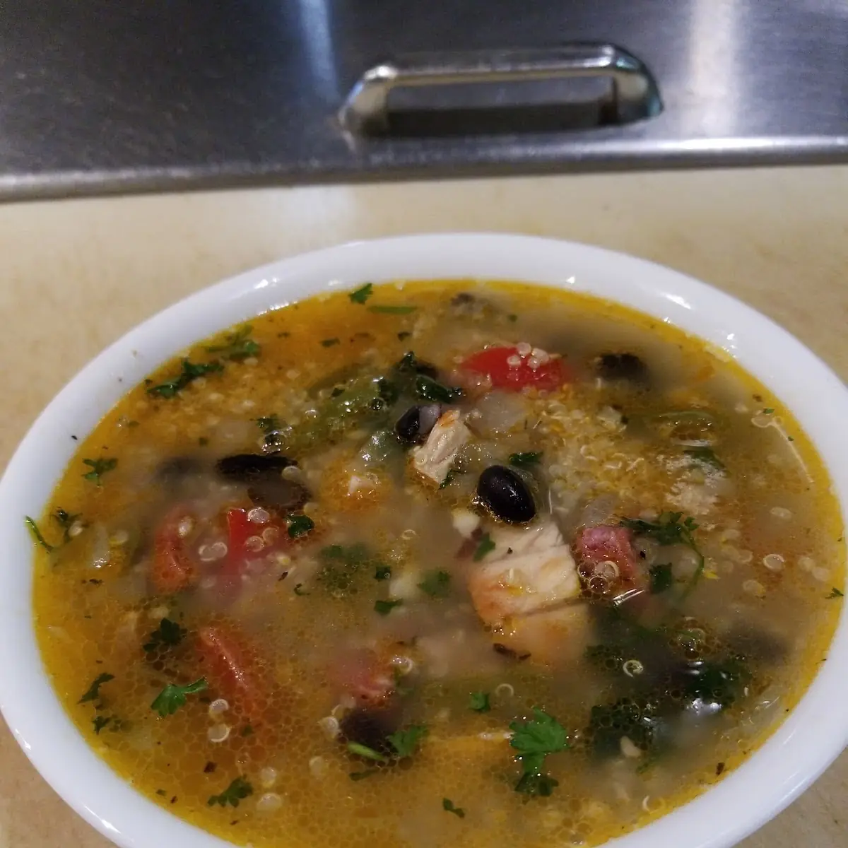 Black Bean Chicken Chorizo Quinoa Soup