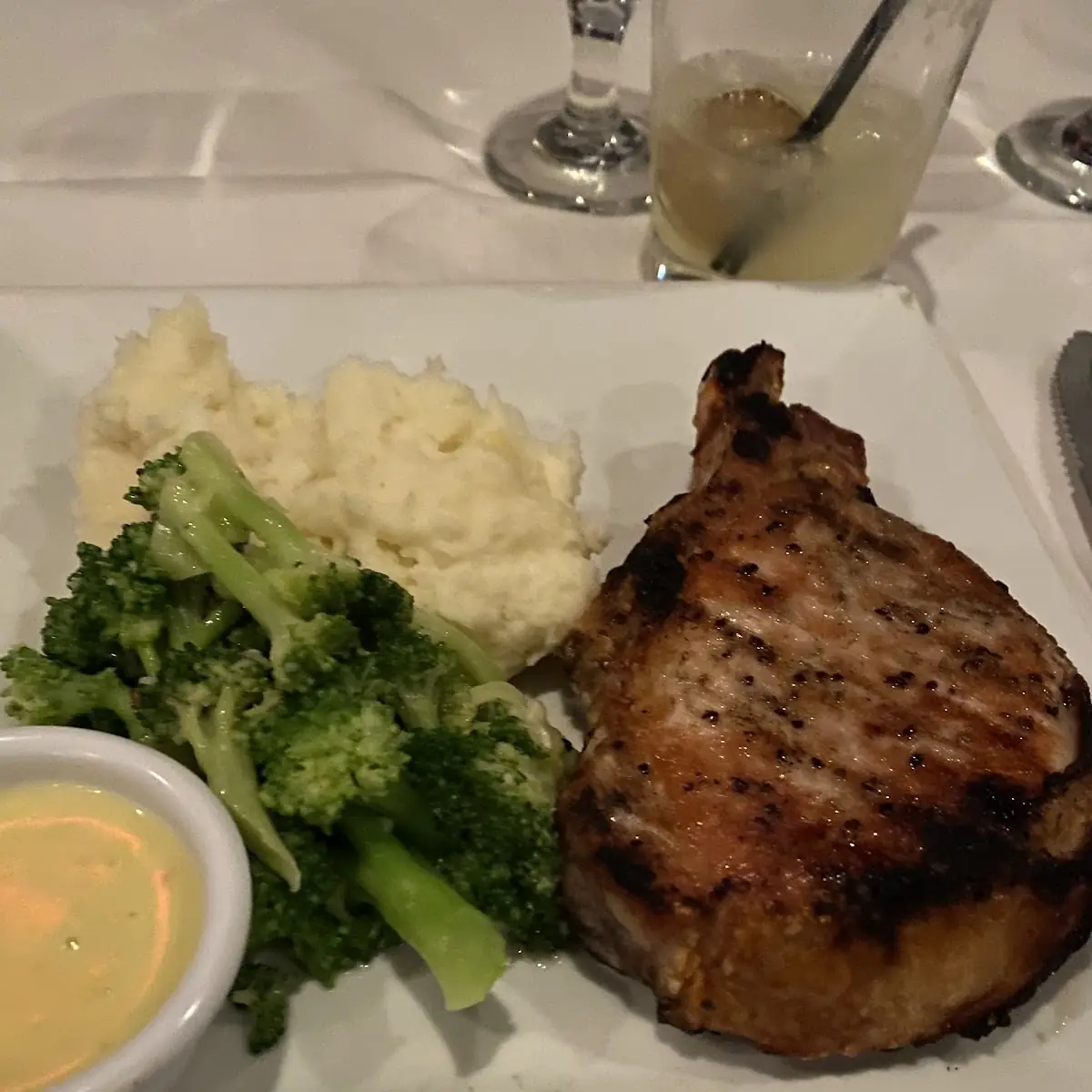 Pork Chop with Mashed Potatoes and Broccoli