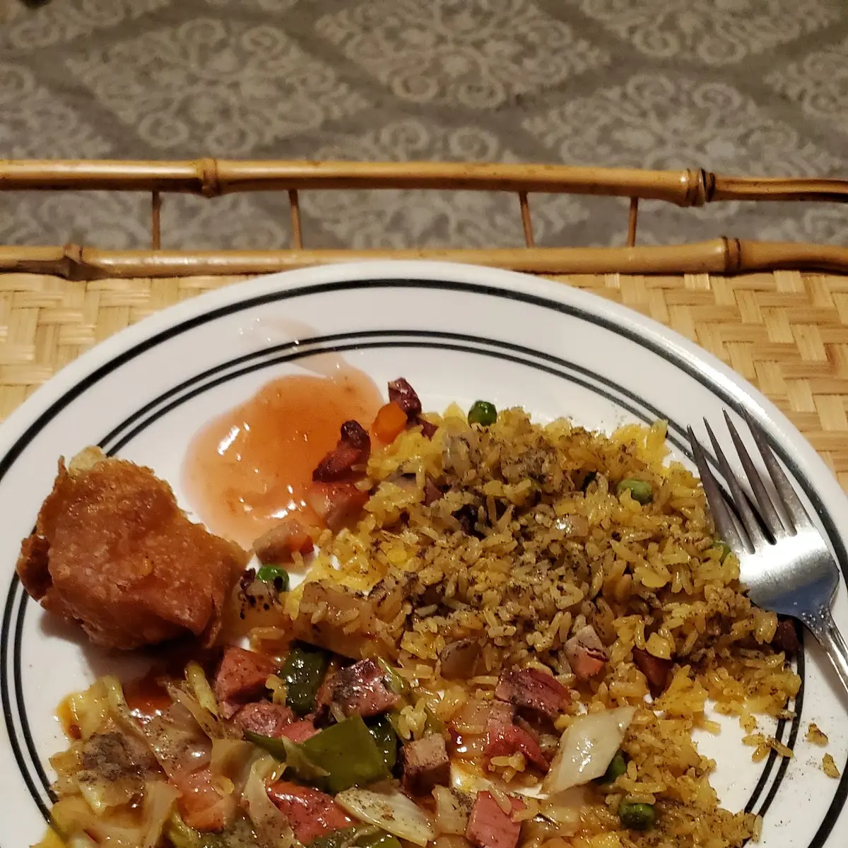 Twice Cooked Pork and Pork Fried Rice and Egg Roll