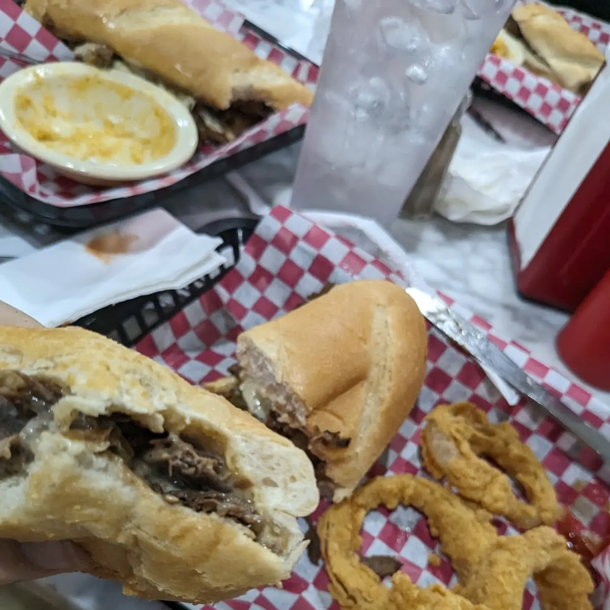 Philly Cheese Steak with Onion Rings