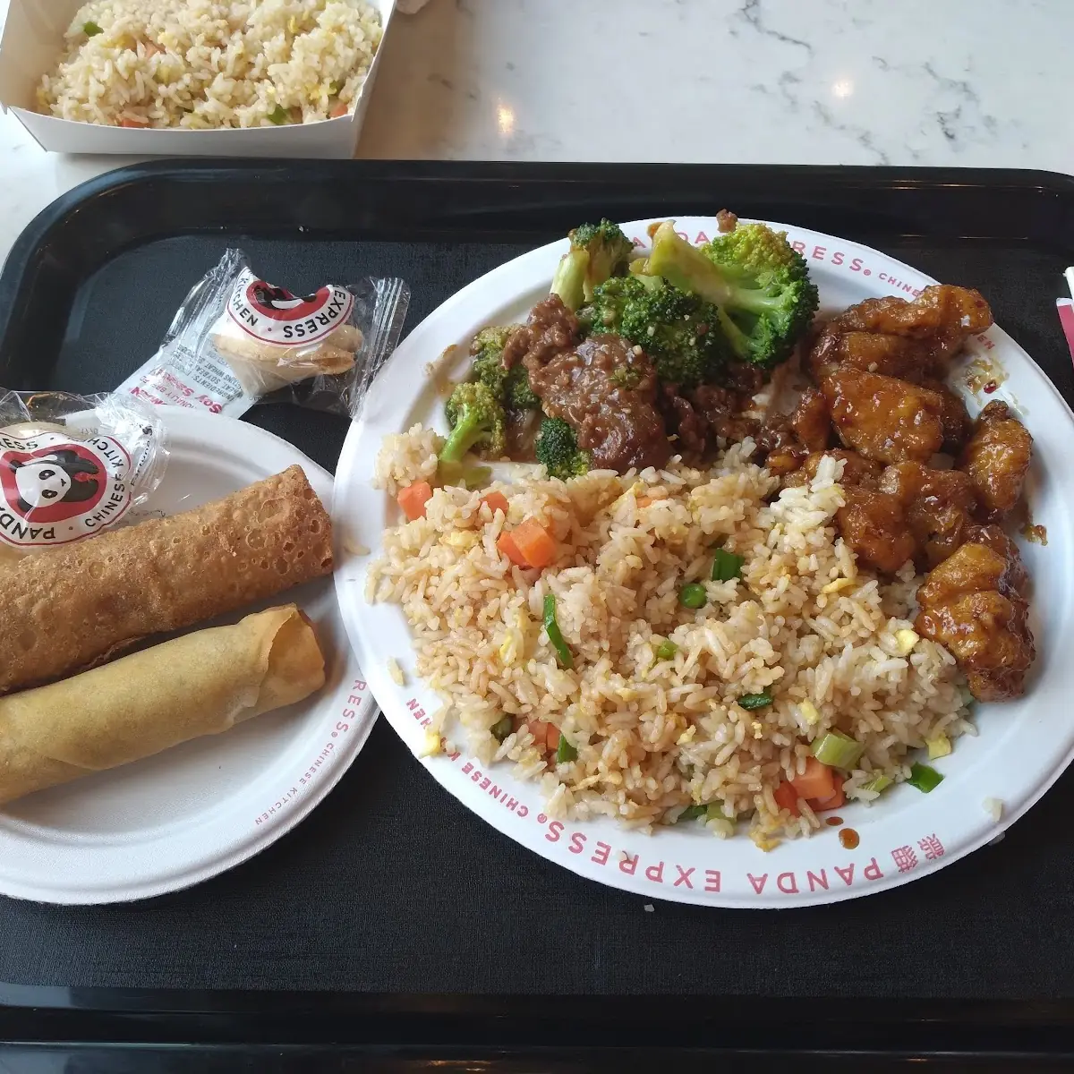 Beef with Broccoli Orange Chicken & Fried Rice with 1 Spring Roll & 1 Egg Roll