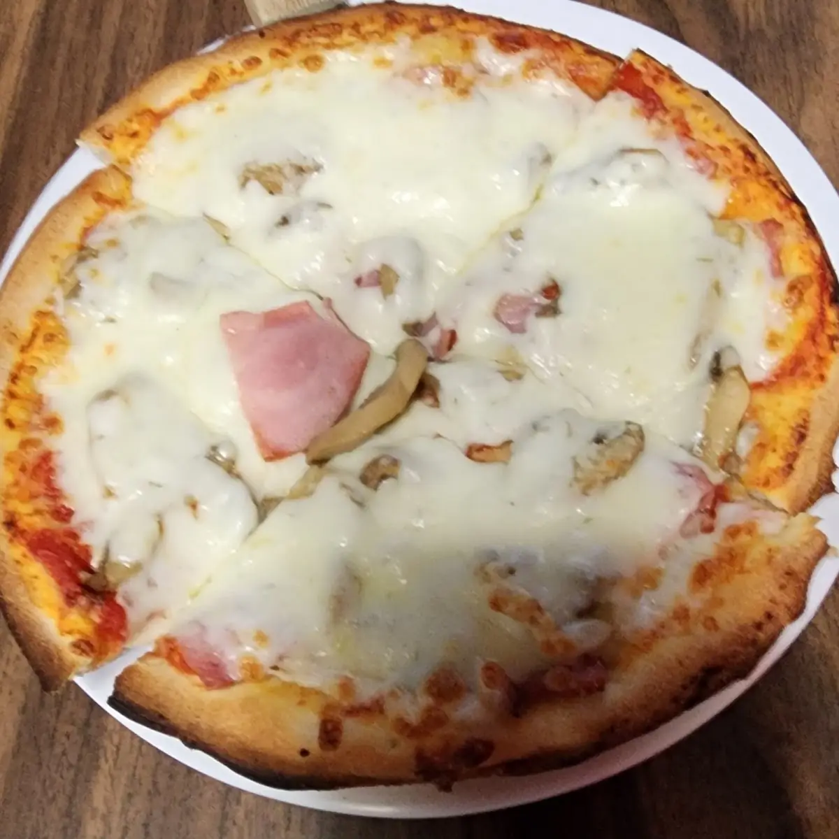 8 Inch Two Topping Ham and Mushroom Pizza