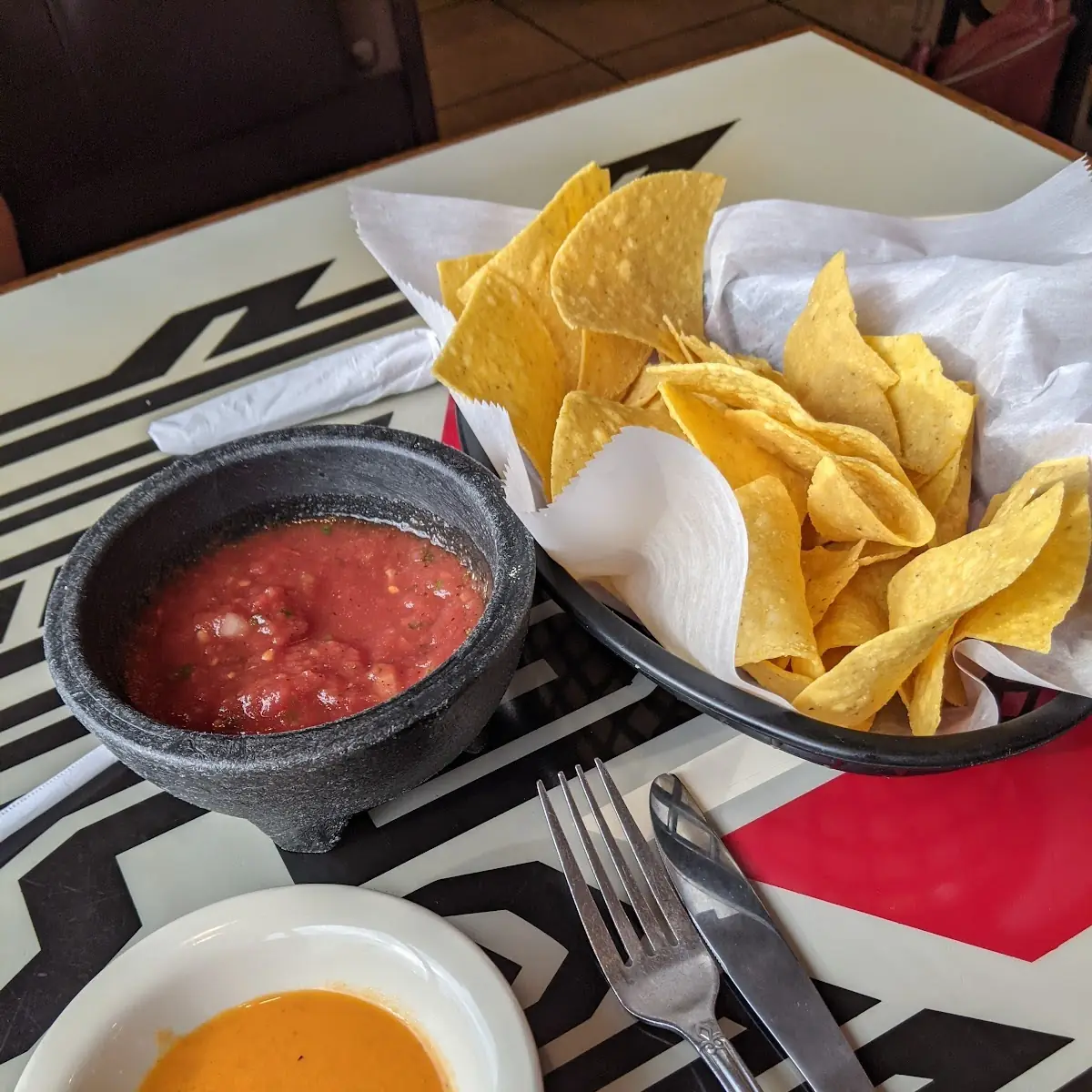 Chips Salsa and Hot Sauce