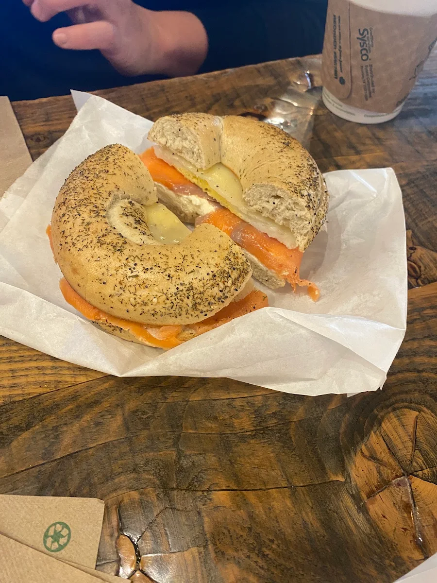 Breakfast LAX with Smoked Salmon Bagel