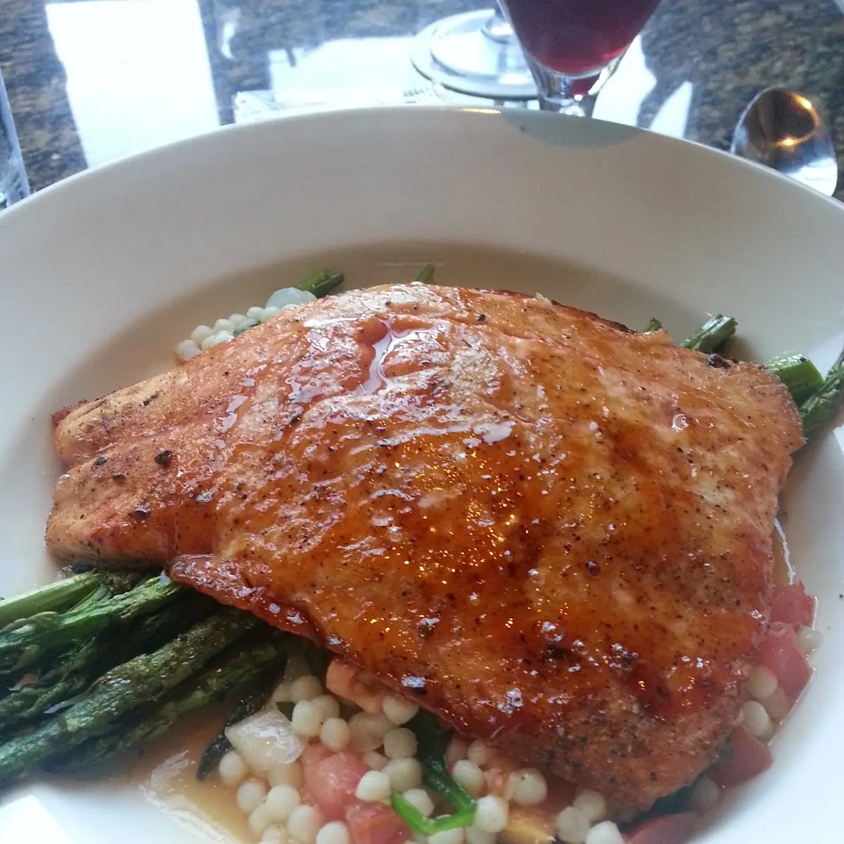 Enlightened Cherry Chipotle Glazed Salmon