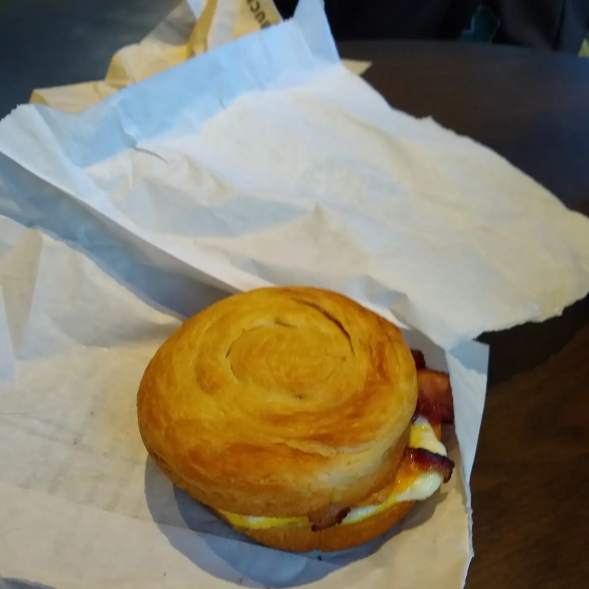 Double Bacon Cheddar Cheese Egg on a Croissant