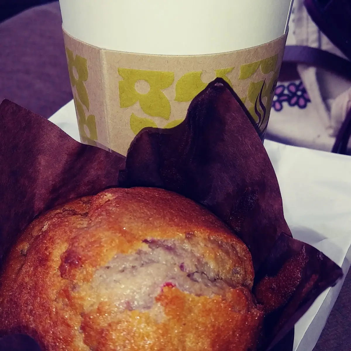 Warmed Raspberry Muffin and House Blend Hot Tea