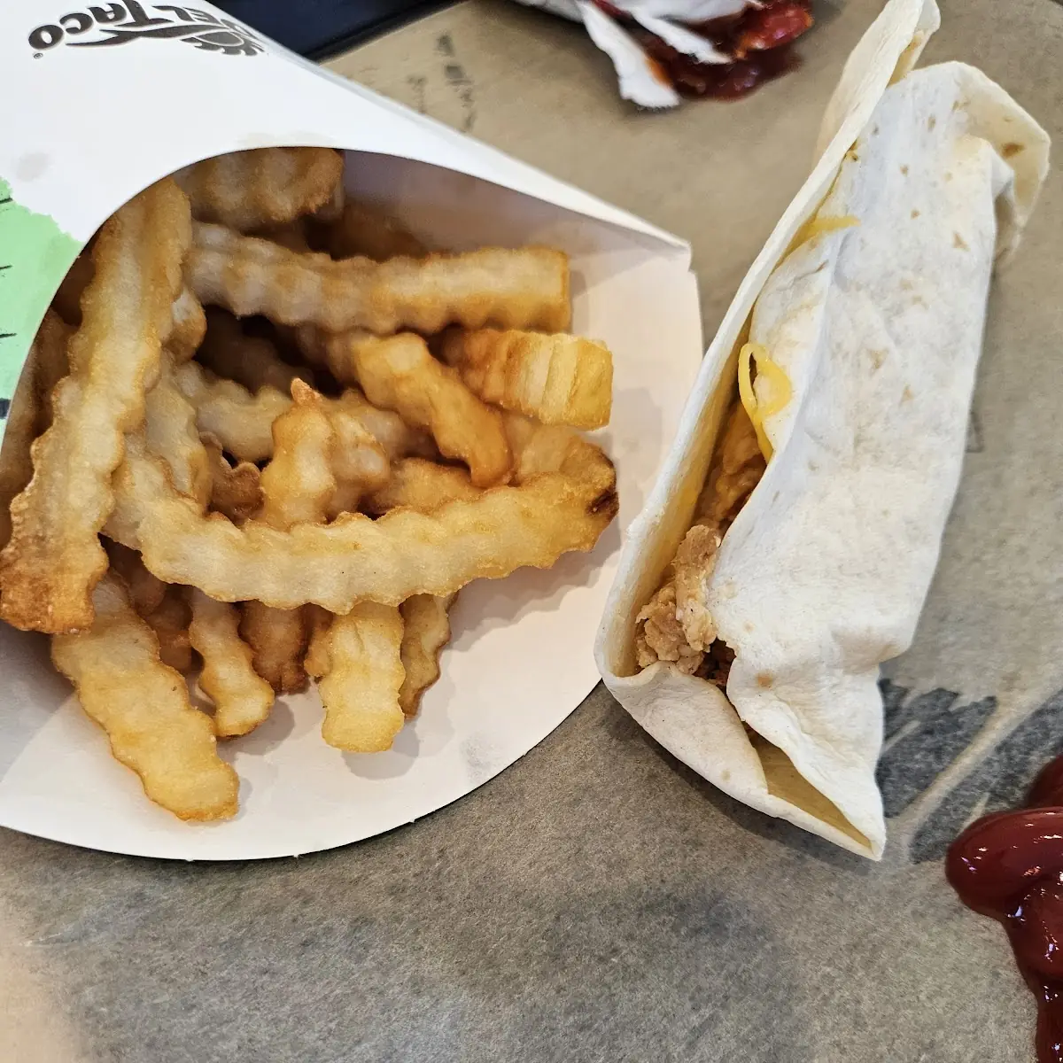 Chicken Soft Taco and Fries