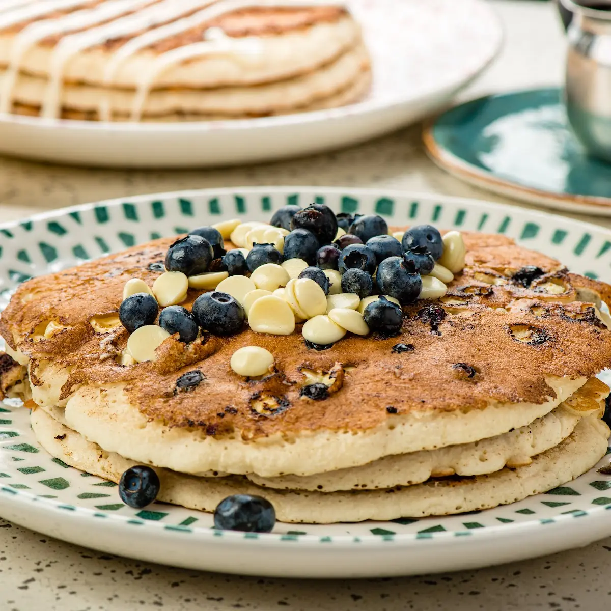 Blueberry White Chocolate Chip Pancakes