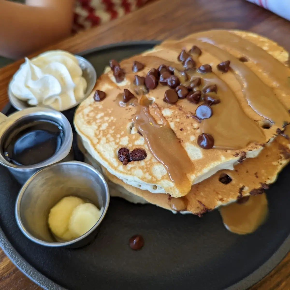 Dulce De Leche Chocolate Chip Pancakes
