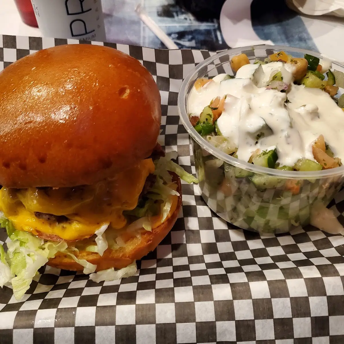 Bacon Cheeseburger with a Chopped Salad