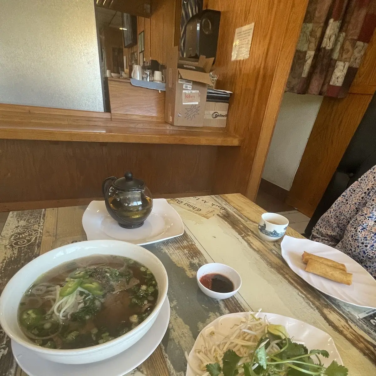 Pho with marble brisket