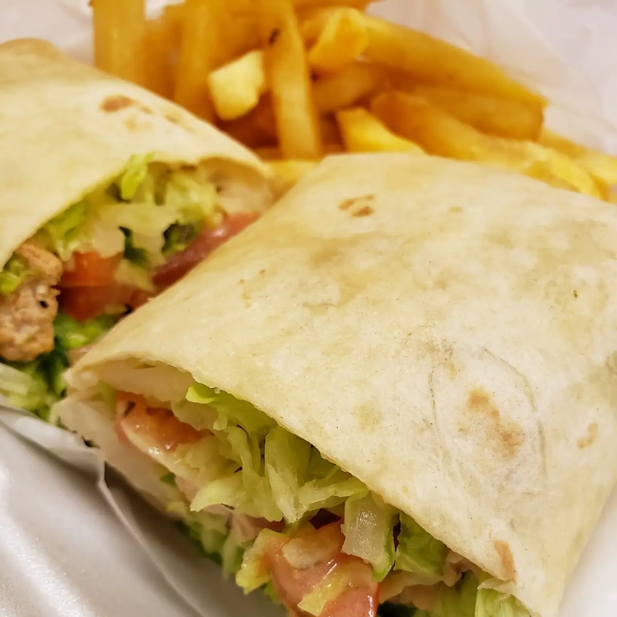 Grilled Chicken Wrap with Fries