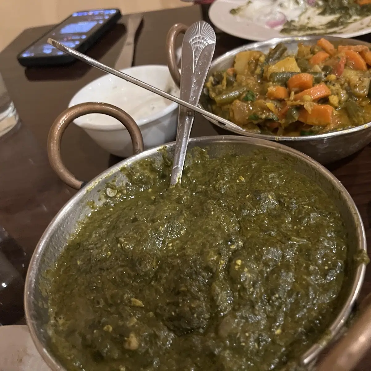 Saag Paneer and Mixed Vindalu Vegetables