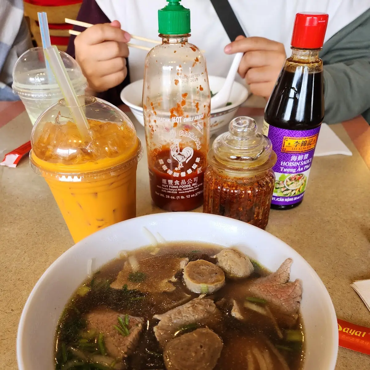Beef Pho with Thai Bubble Tea