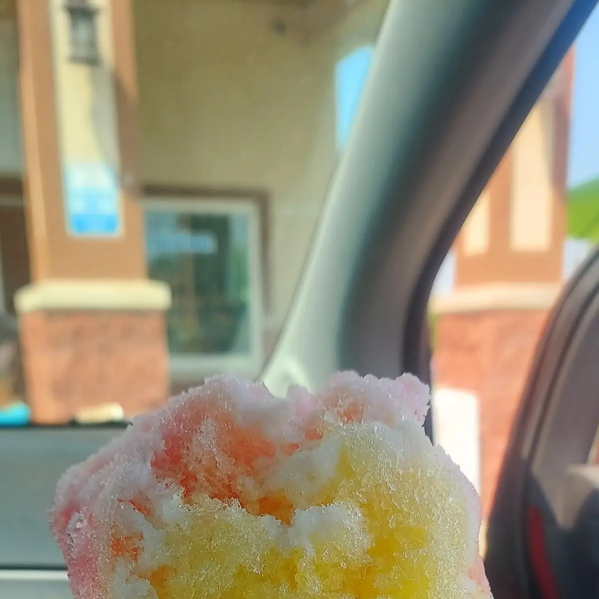 Strawberry Pineapple and Lemon Snow Cone with Cream