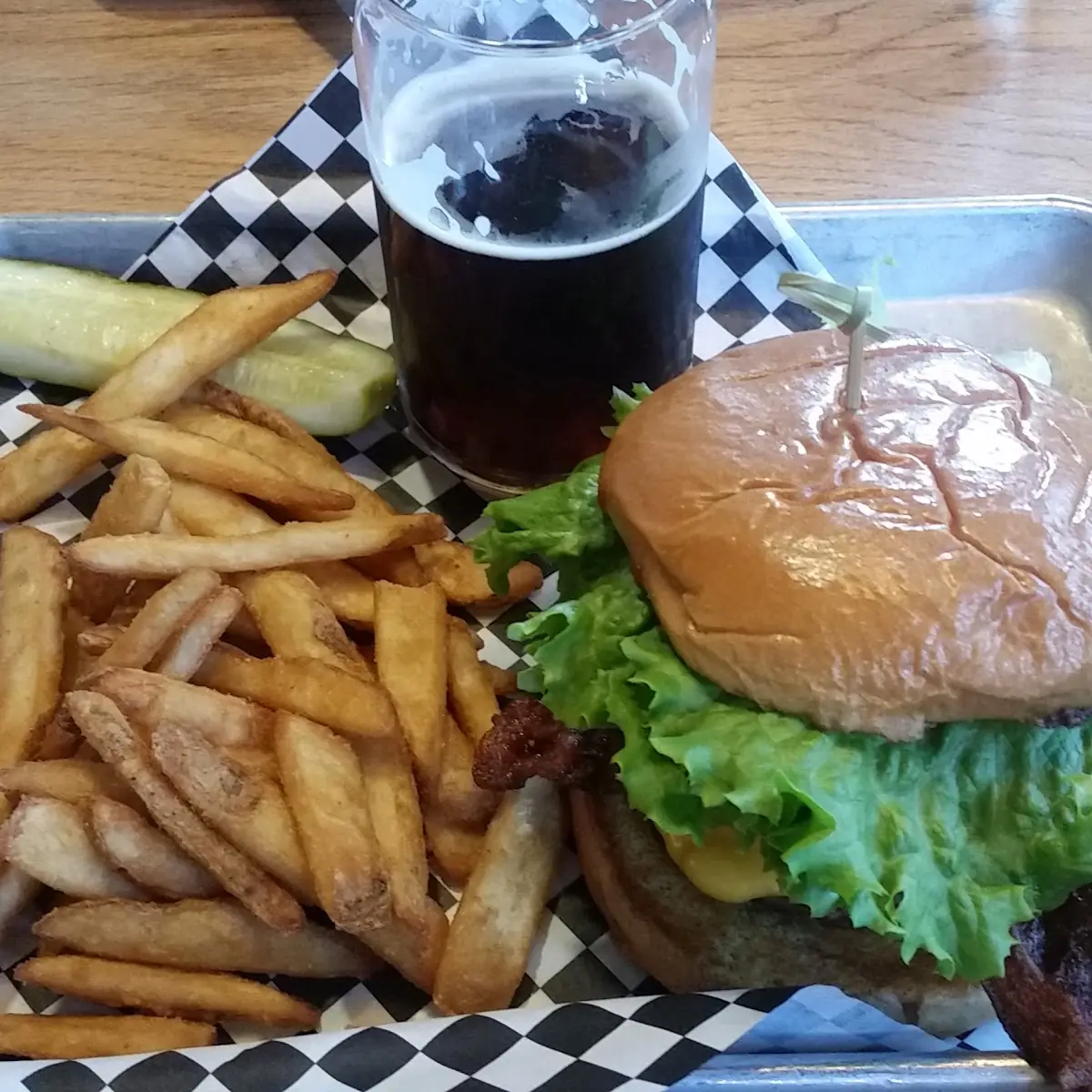 BBQ Burger Fries & Irish Red Ale