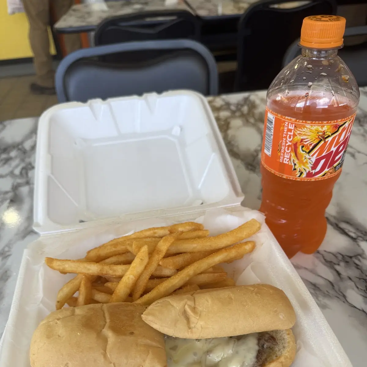 Fried Steak Sandwich Fries Small Drink