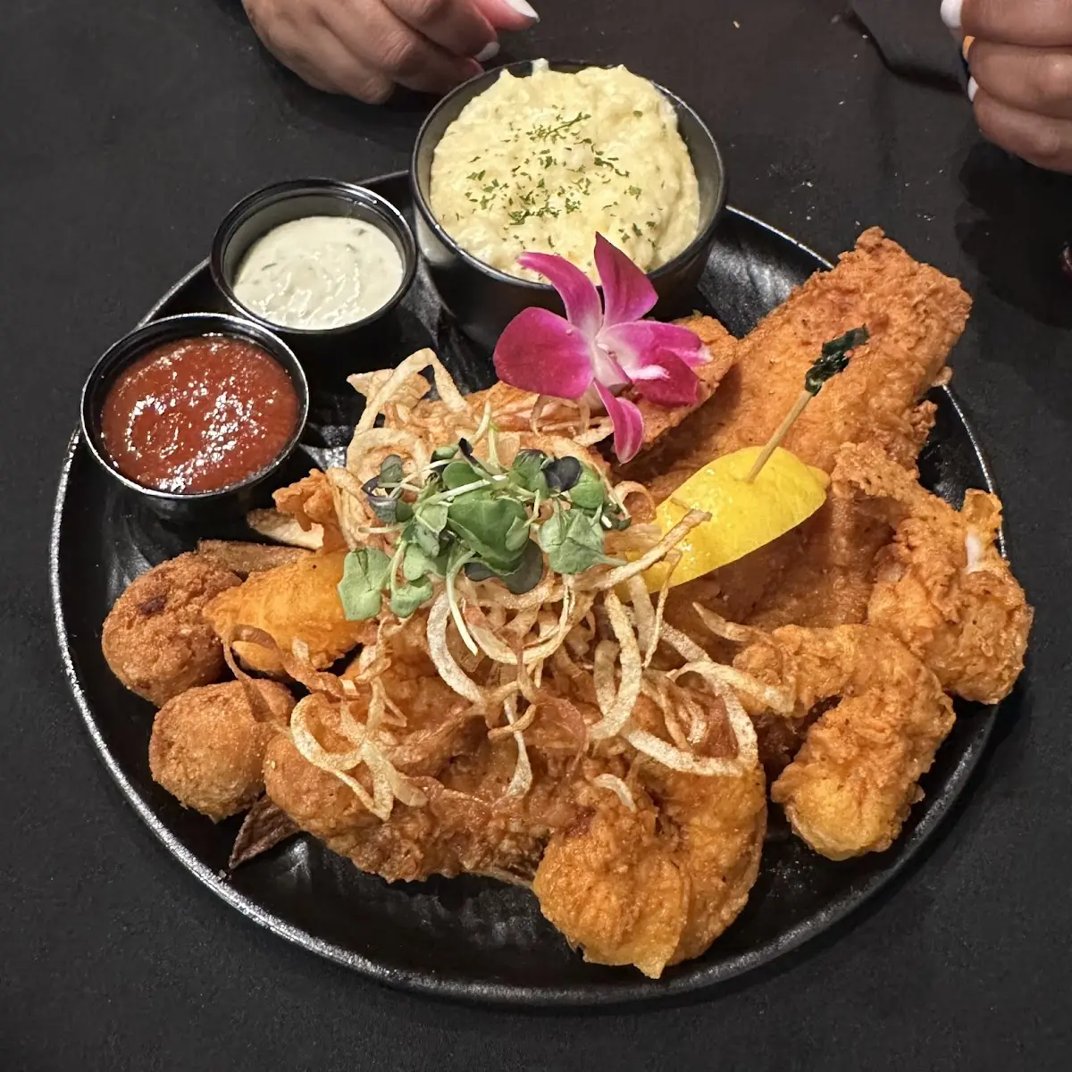 Fried Catfish and Shrimp and Grits