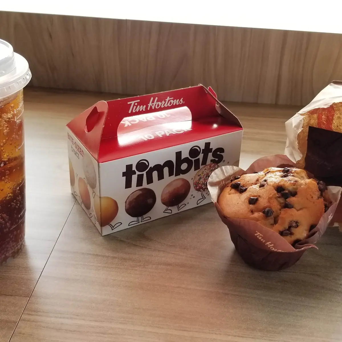 Tim Bits Chocolate Chip Muffin Coke