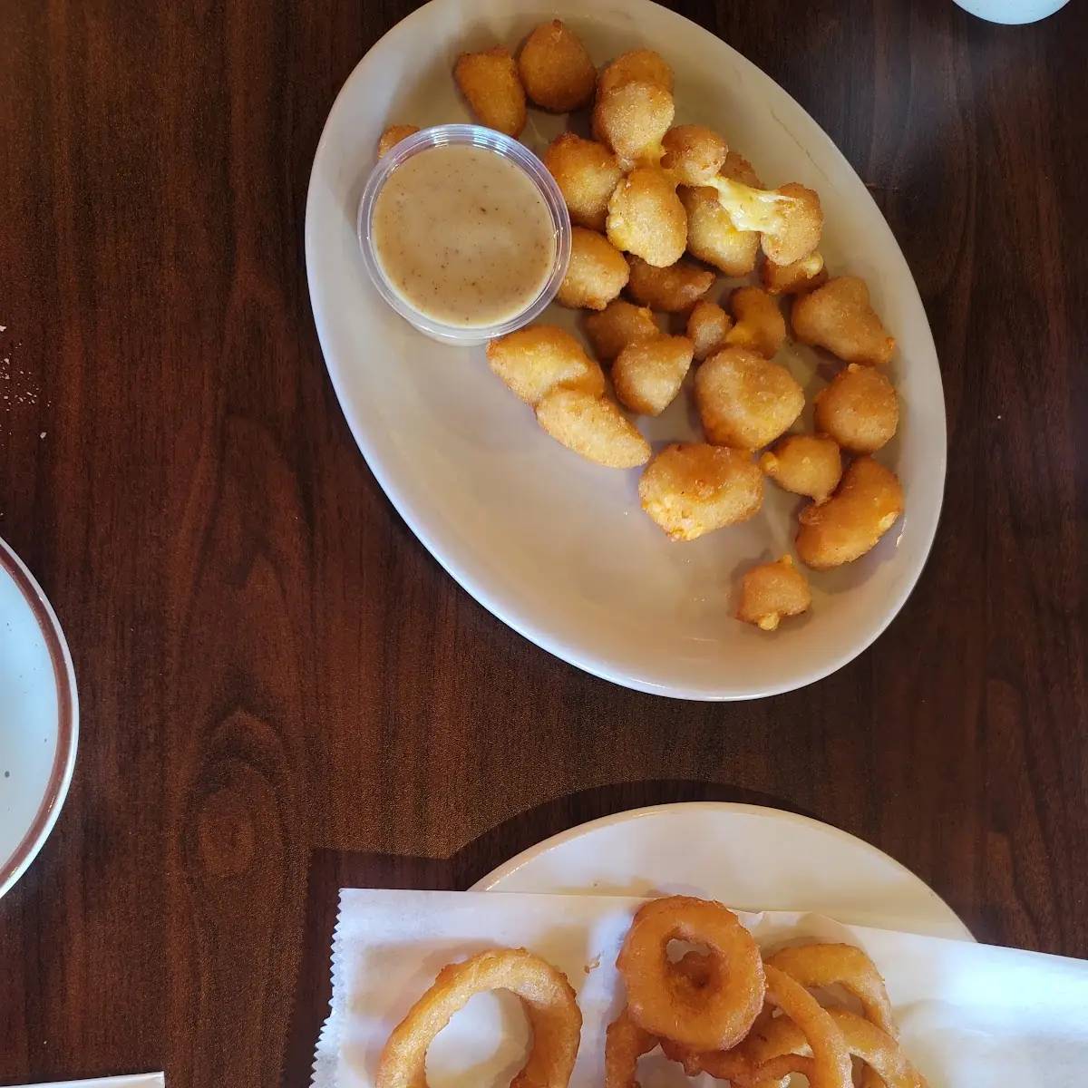 Fried Cheese Curds and Fried Onion Rings