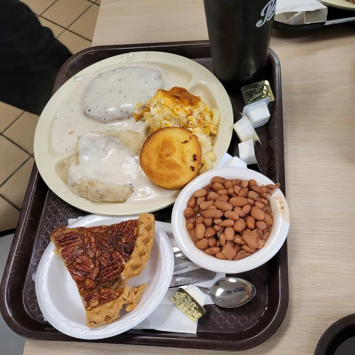 Country Fried Steak Macaroni and Cheesepinto Beans Cornbread & Pecan Pie