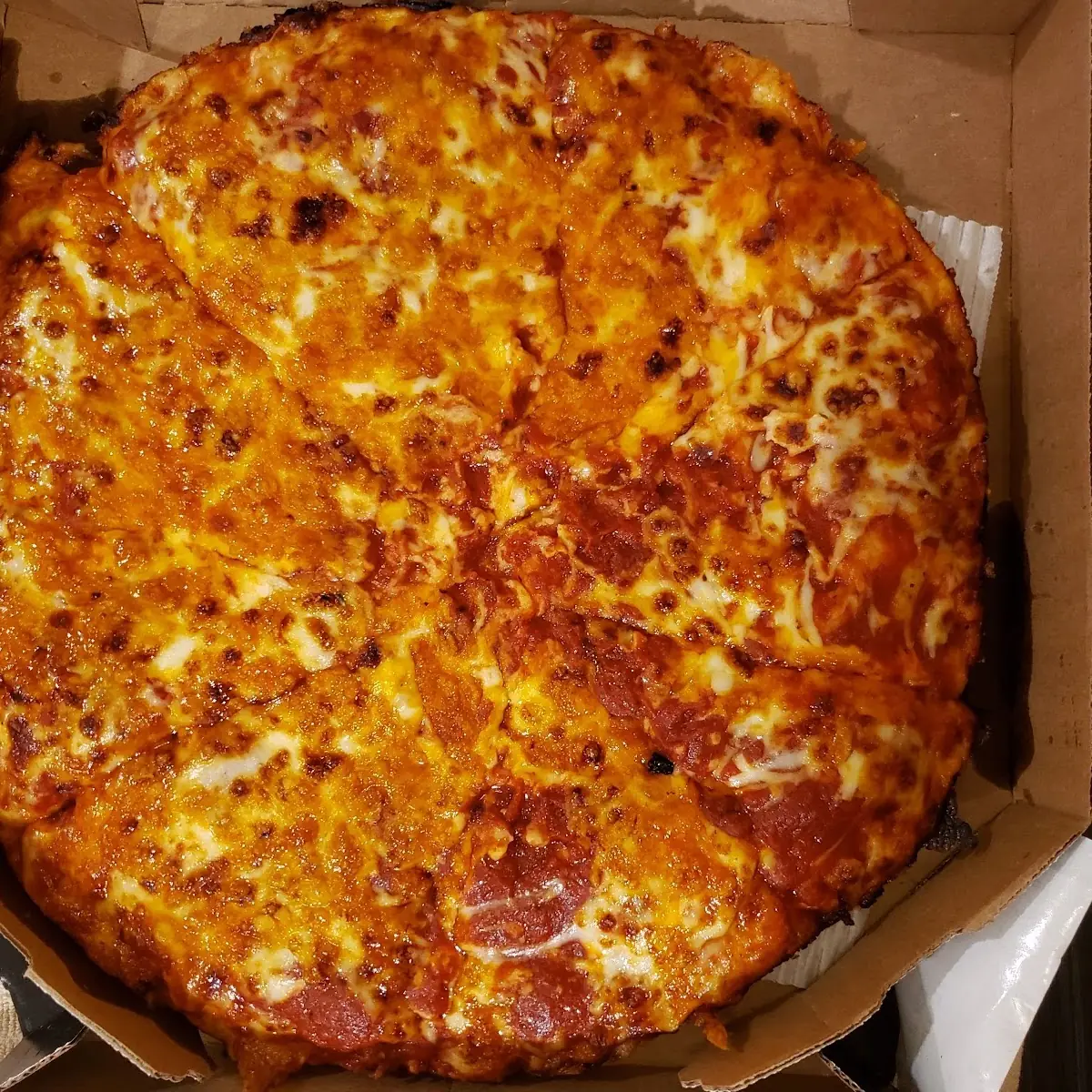 Thin Crust Pepperoni and Extra Cheese Pizza