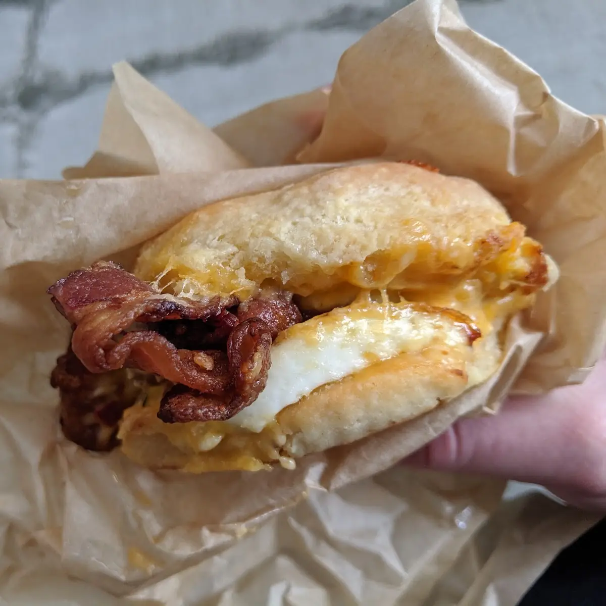 Bacon Egg and Pimento Cheese Biscuit
