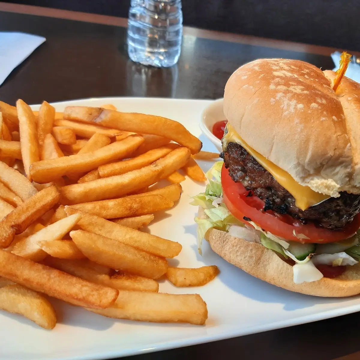 Beef Burger and Fries