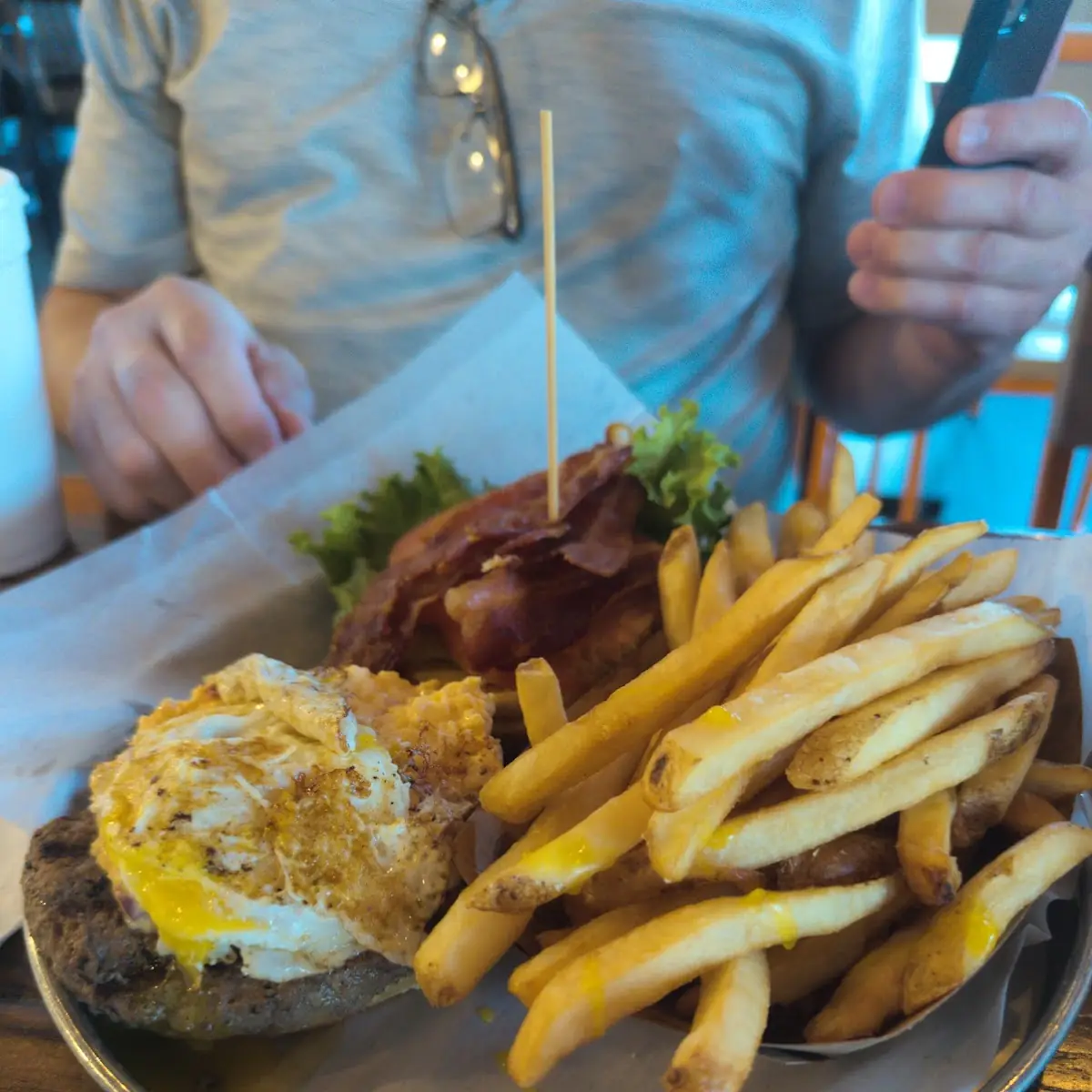 Pimento Cheese Burger with Fried Egg