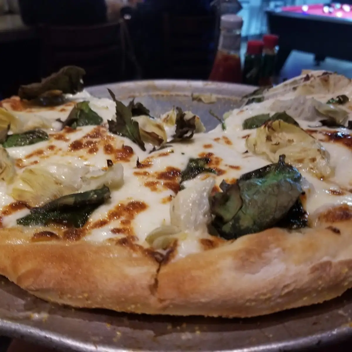 White Pizza with Spinach Artichoke