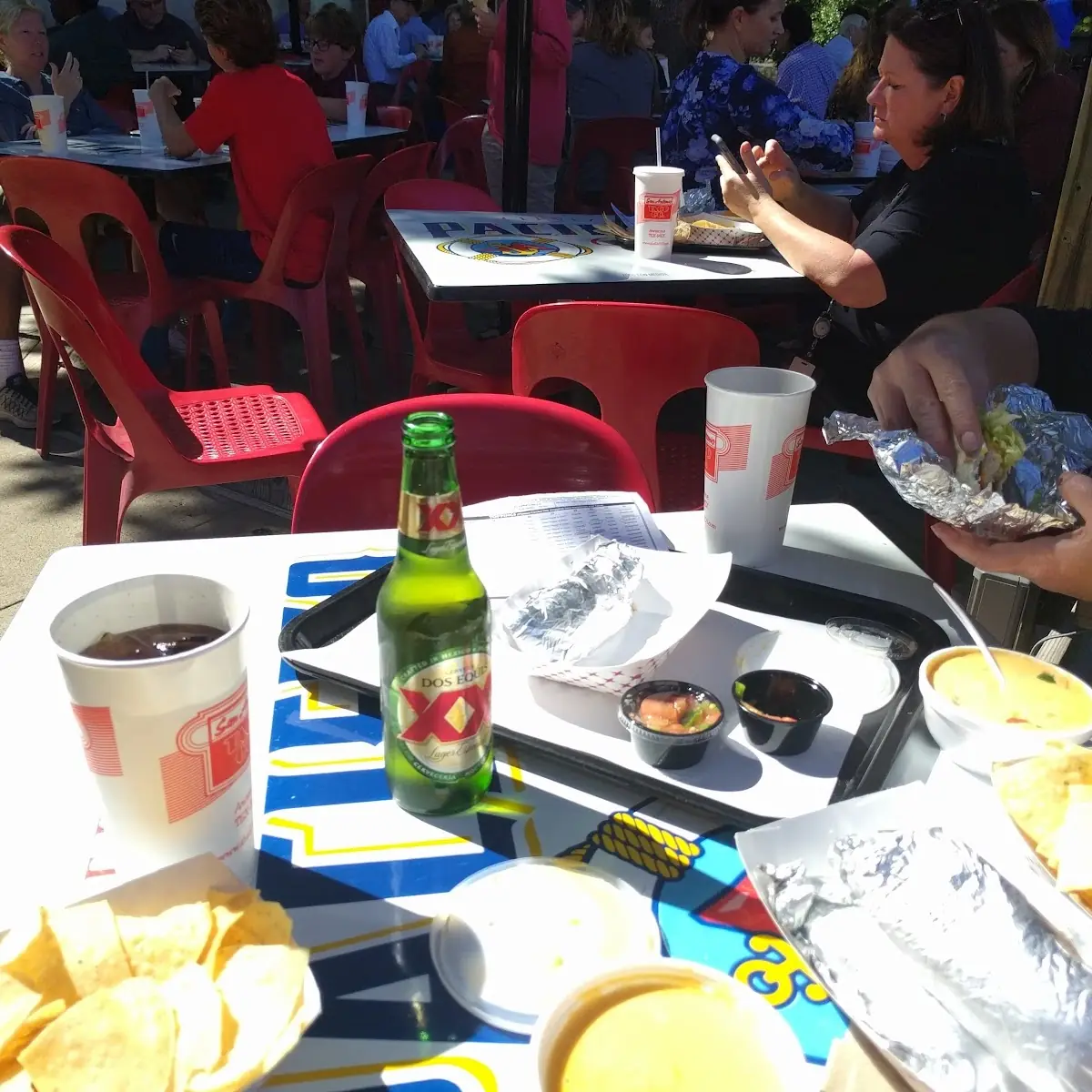 Chips and Queso and Dos Equis Amber