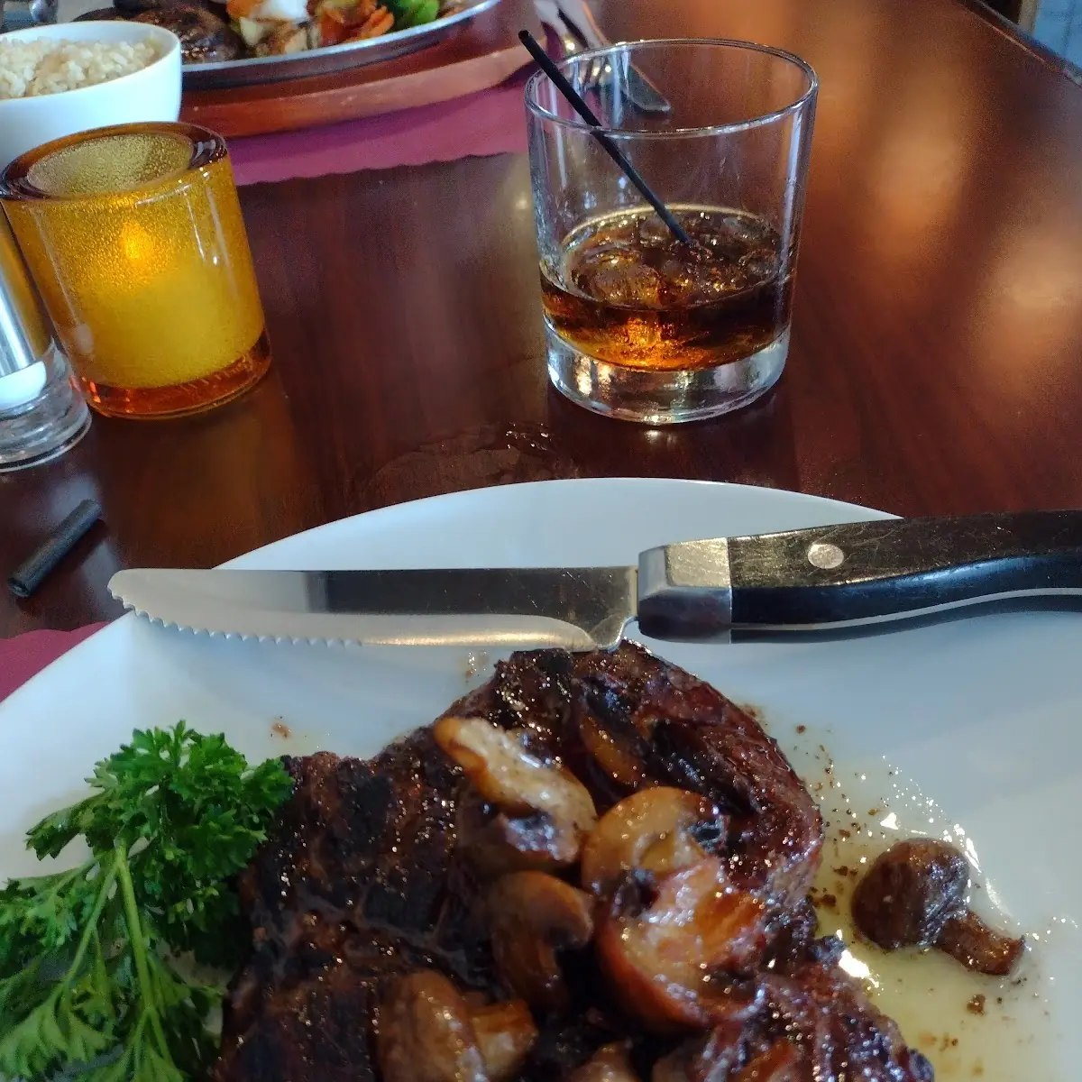 14 Oz Ribeye with Garlic Mashed Potatoes