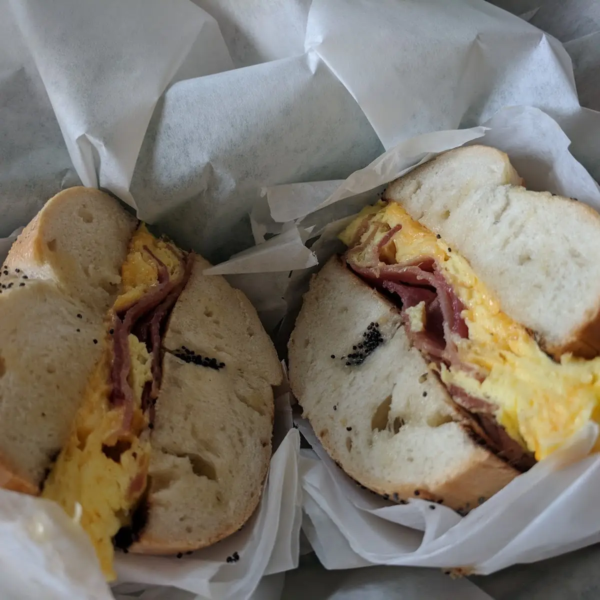 Scrambled Eggs on a Toasted Bagel