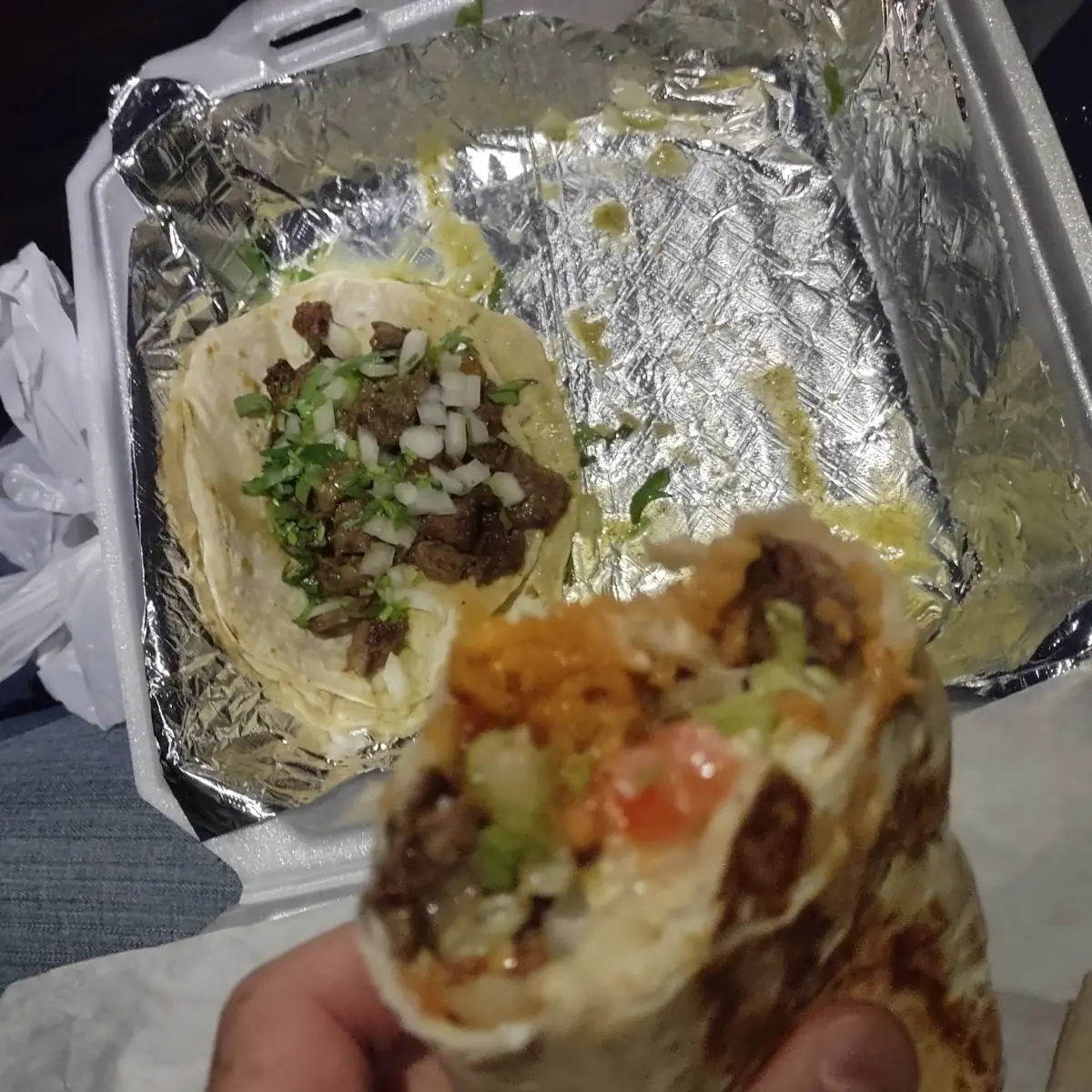 Asada Burrito and Asada Taco