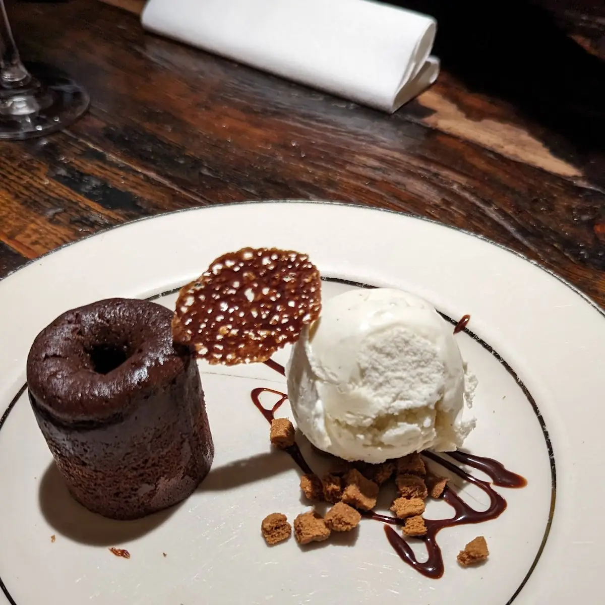 Choco-Thai Tea Lava Cake with Vanilla Ice Cream