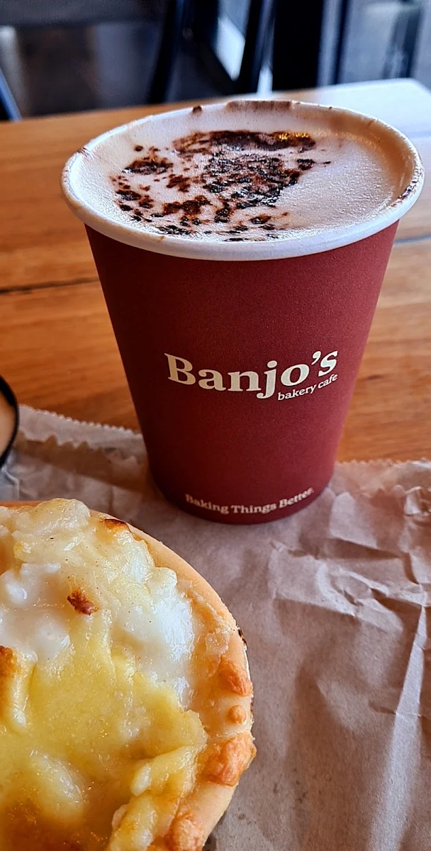Cauliflower Pie and Cappuccino, Banjo’s Bakery Café – Edmonton (Drive Thru)