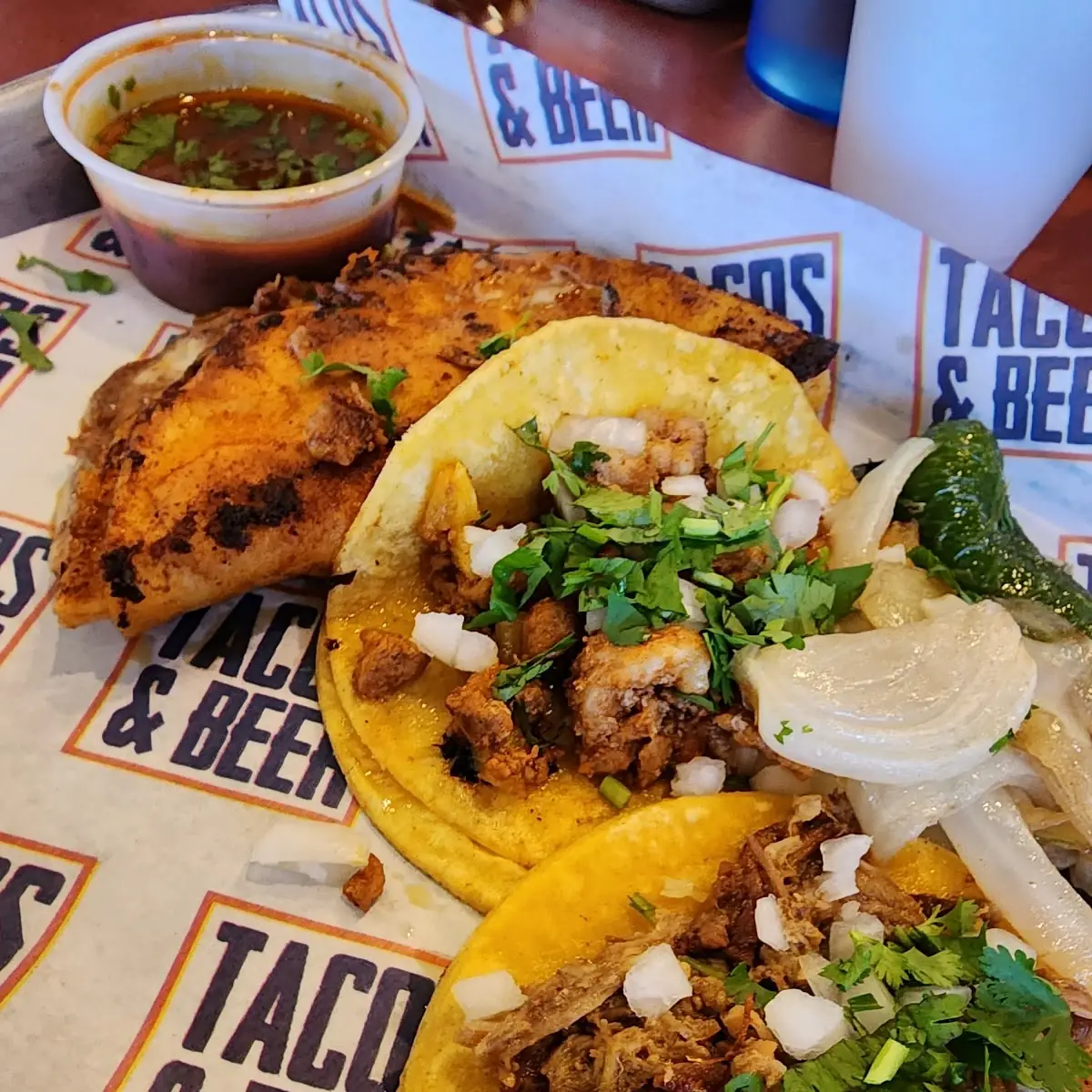 Asada Taco and Carnitas Taco