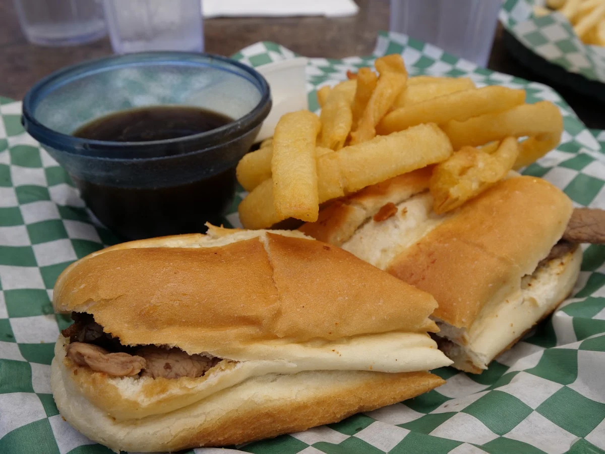 French Dip with Onion Rings